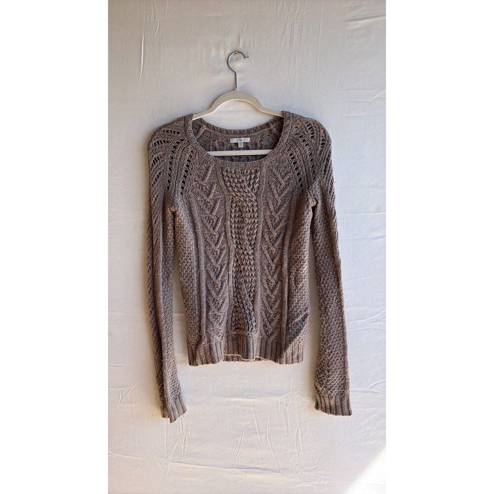 Gap Women's Taupe Cable Knit Long Sleeve Sweater - Size XS